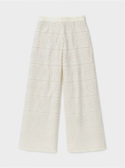 Pantalon long large en tissu brodé - Kiabi Pantalon long large en tissu brodé - Kiabi
