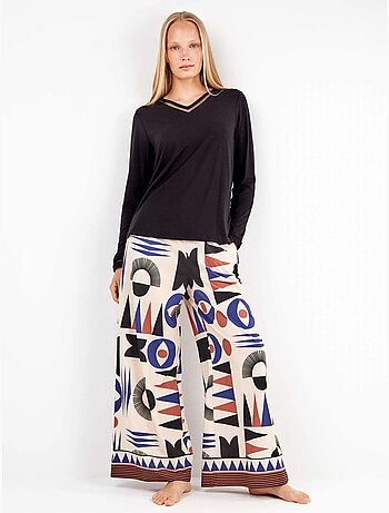 Pantalon long motifs géométriques
