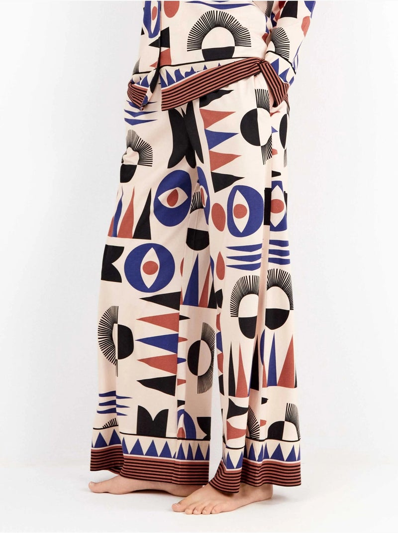 Pantalon long motifs géométriques Multicolore - Kiabi