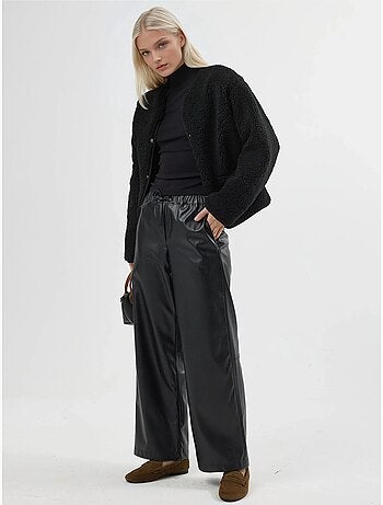 Pantalon long taille haute en similicuir avec cordon de serrage busem