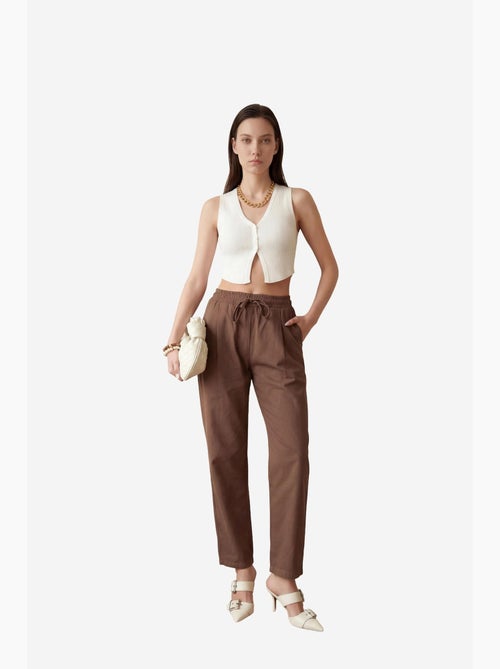 Pantalon longueur cheville avec cordon de serrage et poche my fashion - Kiabi Pantalon longueur cheville avec cordon de serrage et poche my fashion - Kiabi