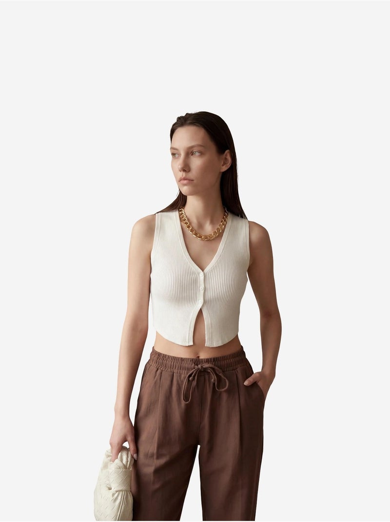 Pantalon longueur cheville avec cordon de serrage et poche my fashion Marron chocolat - Kiabi