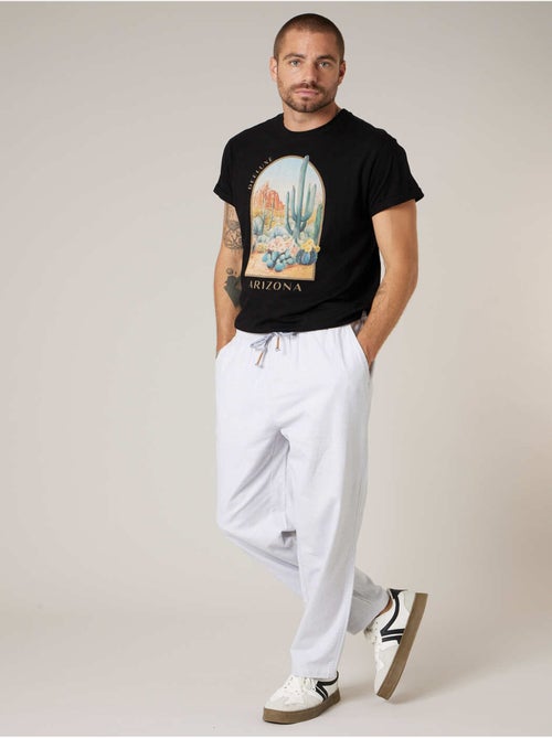 Pantalon loose homme en coton et lin 'Deeluxe' - Kiabi