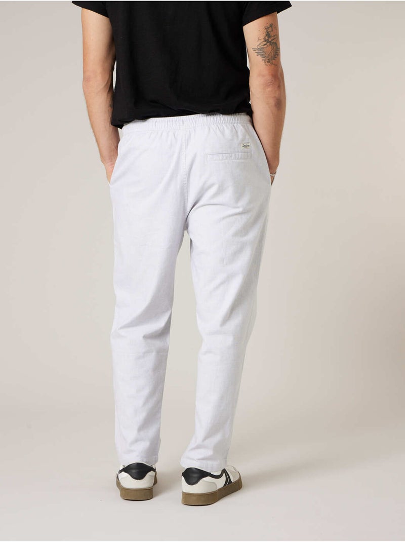 Pantalon loose homme en coton et lin 'Deeluxe' Gris clair - Kiabi
