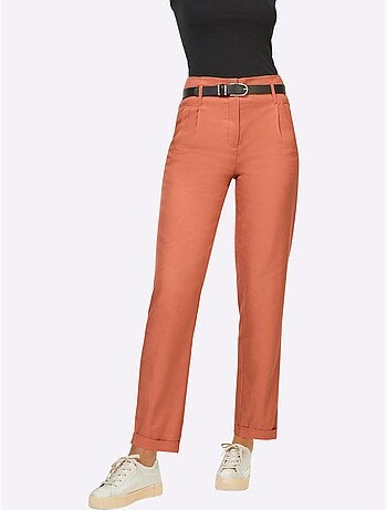Pantalon lyocell à taille haute et coupe droite - Taille courte - Helline
