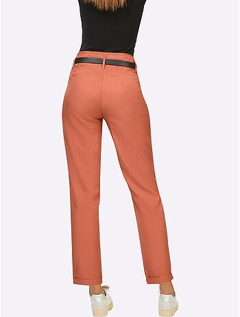 Pantalon lyocell à taille haute et coupe droite - Taille courte - Helline