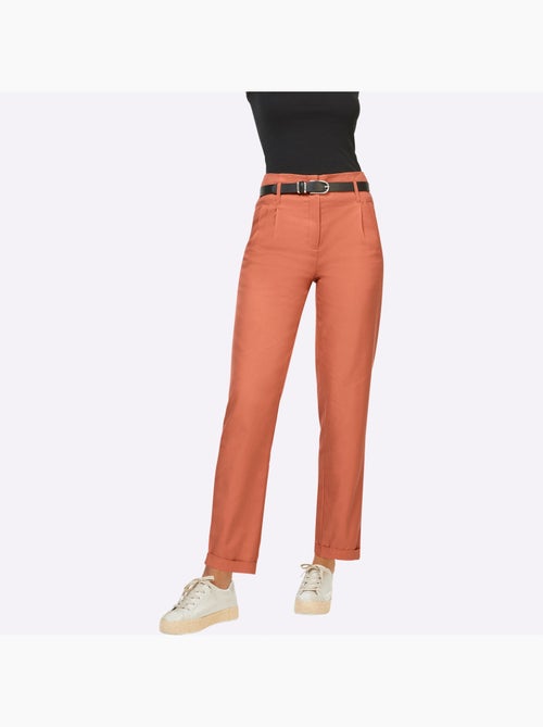 Pantalon lyocell à taille haute et coupe droite - Taille courte - Helline - Kiabi Pantalon lyocell à taille haute et coupe droite - Taille courte - Helline - Kiabi