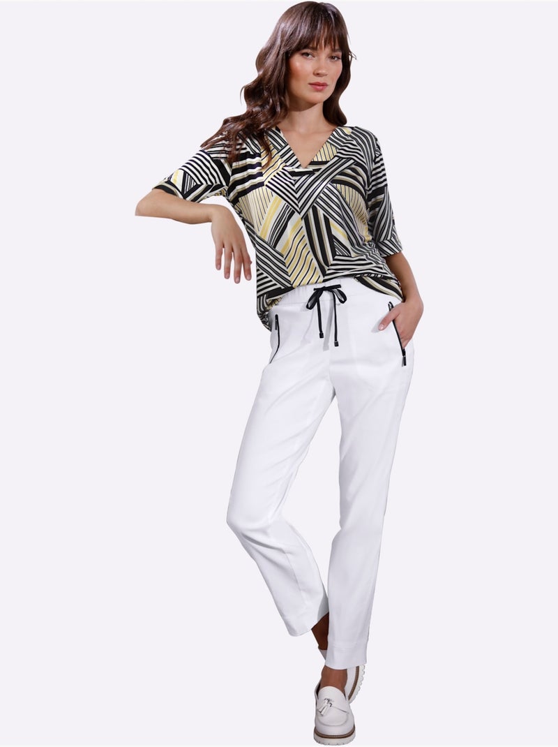 Pantalon Lyocell (tencel) - Taille Courte - helline Blanc - Kiabi