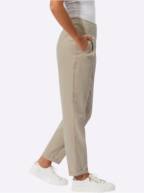 Pantalon lyocell uni avec plis et poches avant - Taille courte - Helline - Kiabi