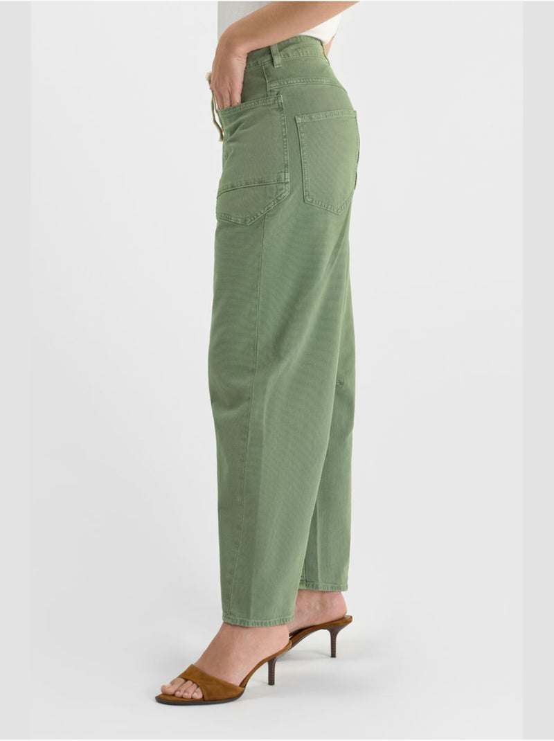 Pantalon madie loose, large en jeans 'le temps des cerises' Kaki - Kiabi