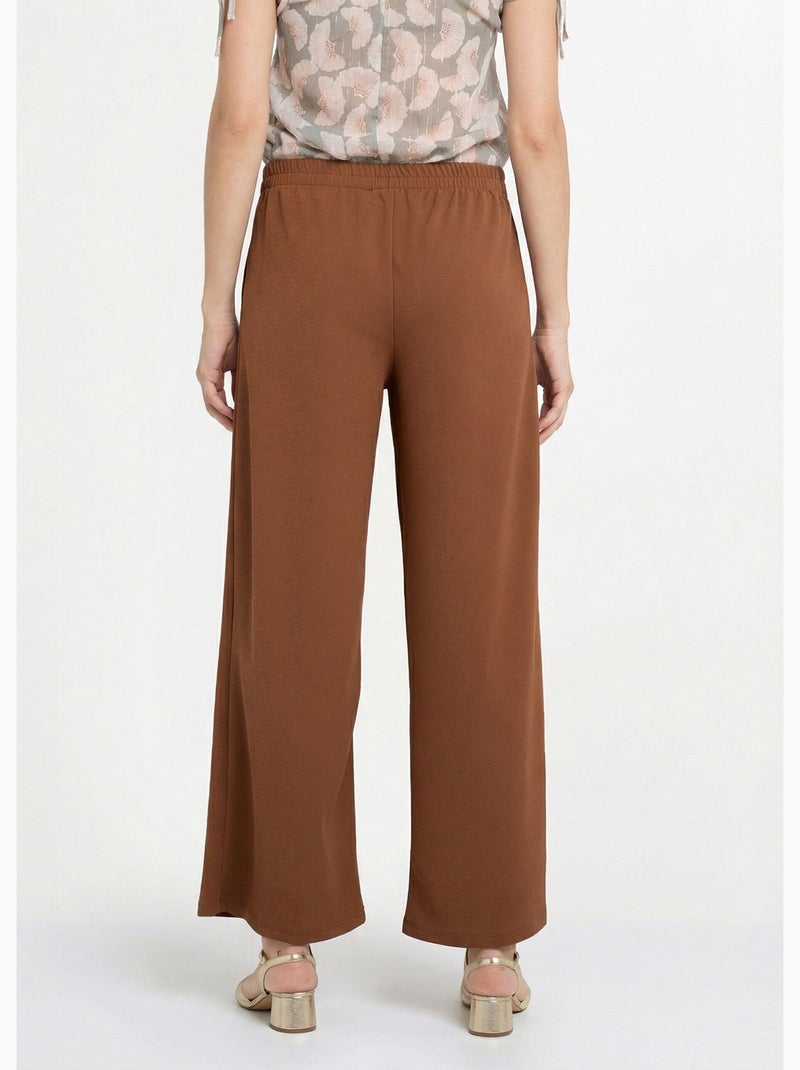 Pantalon maille avec galon à la taille - Afibel Camel - Kiabi