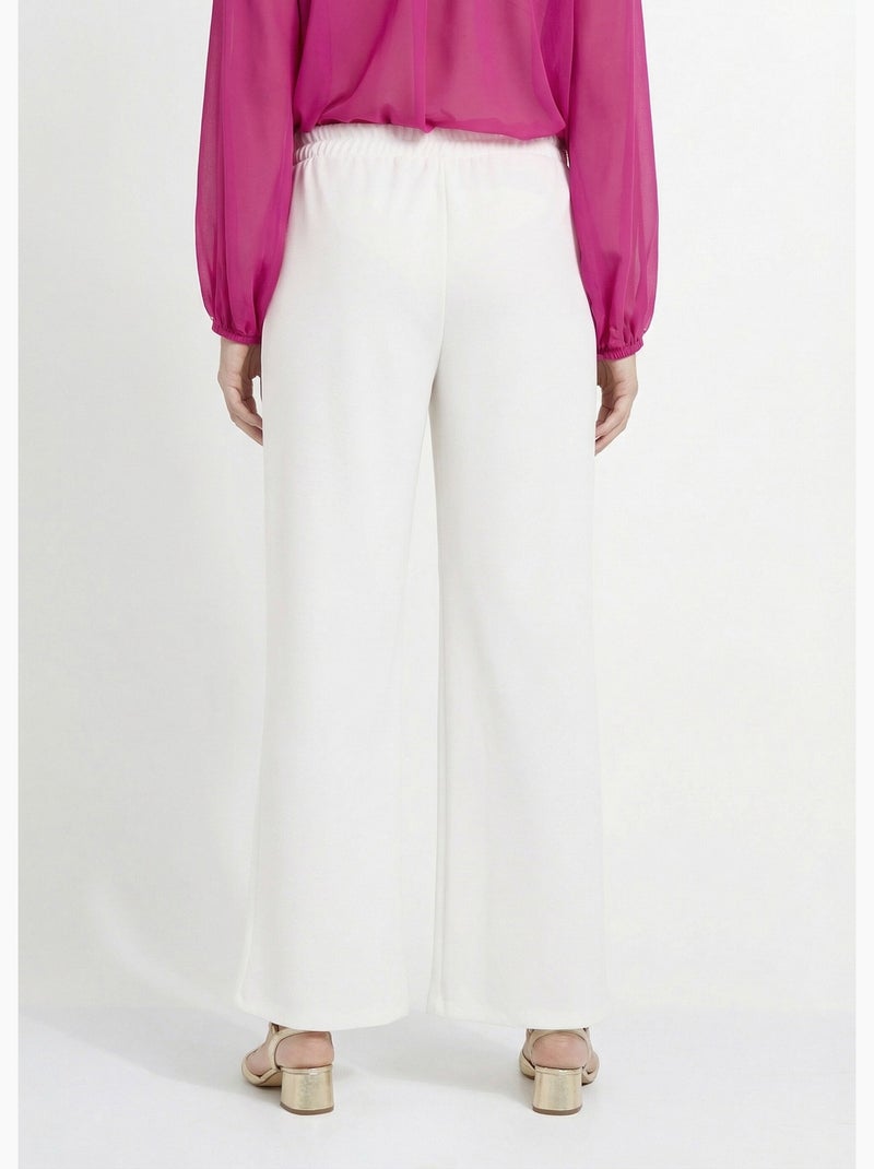 Pantalon maille avec galon à la taille - Afibel Ecru - Kiabi