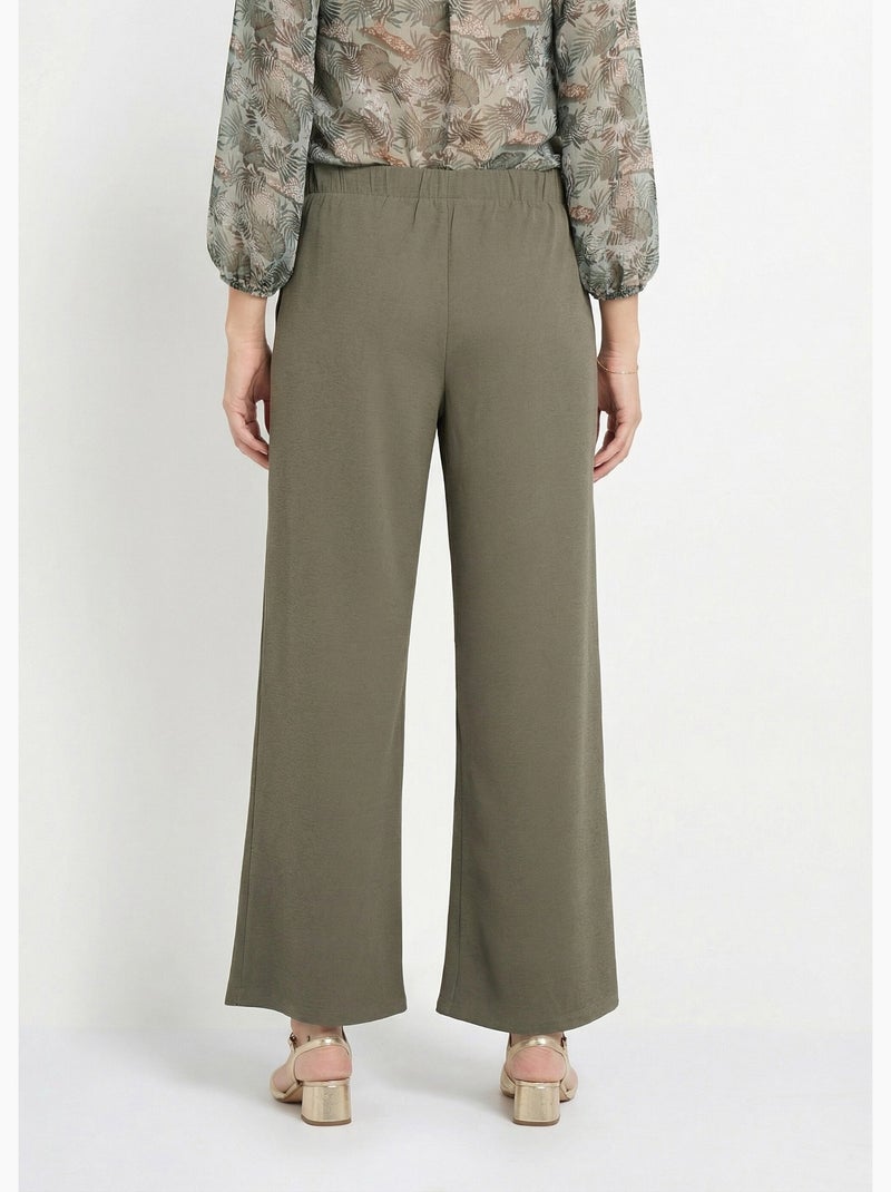 Pantalon maille avec galon à la taille - Afibel Kaki - Kiabi