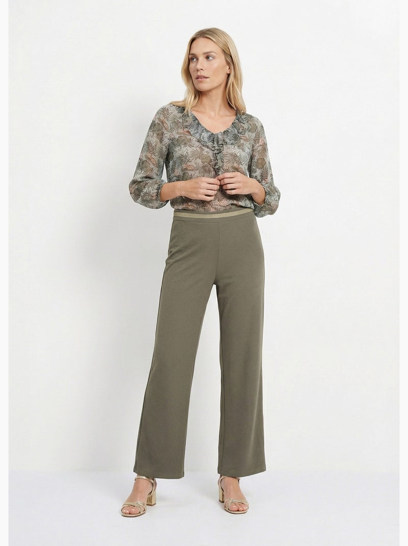 Pantalon maille avec galon à la taille - Afibel Kaki - Kiabi