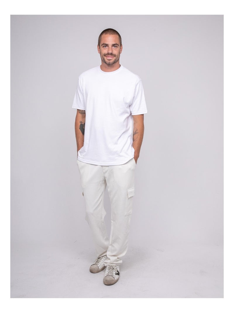 Pantalon maille cargo VALDO Ecru - Kiabi