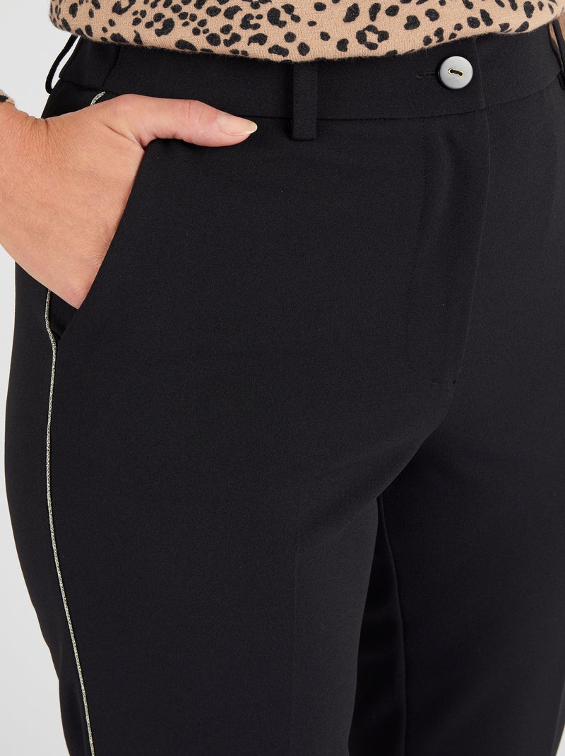 Pantalon maille crêpe stretch liserés côtés - Damart Noir - Kiabi