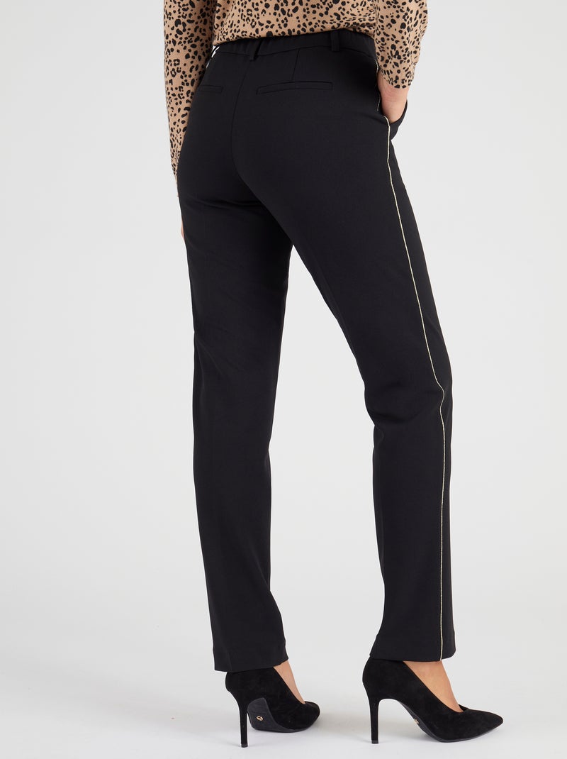 Pantalon maille crêpe stretch liserés côtés - Damart Noir - Kiabi