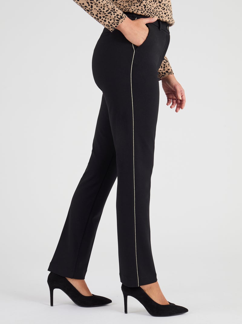 Pantalon maille crêpe stretch liserés côtés - Damart Noir - Kiabi