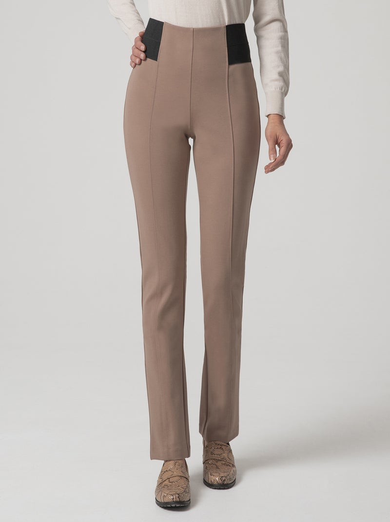 Pantalon maille milano stretch - Damart Marron foncé - Kiabi