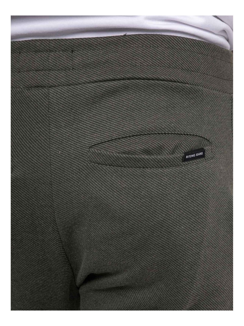 Pantalon maille sergé VAKARIS Kaki - Kiabi