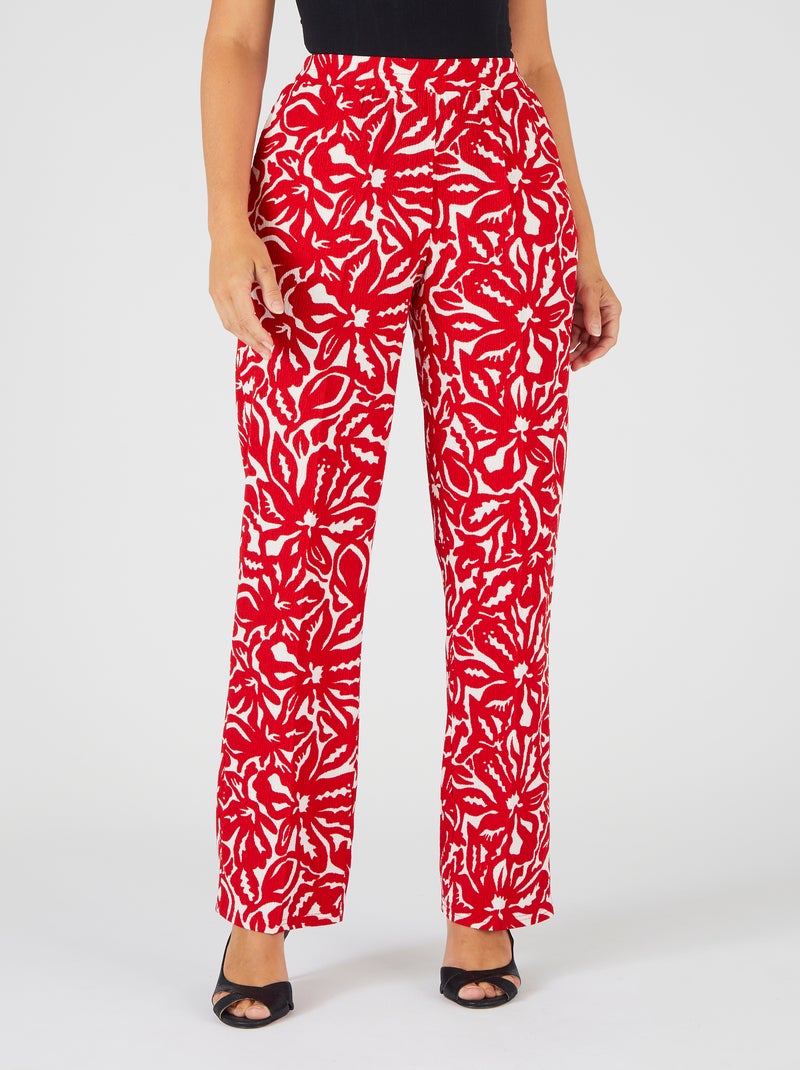 Pantalon maille texturée - Damart Rouge - Kiabi