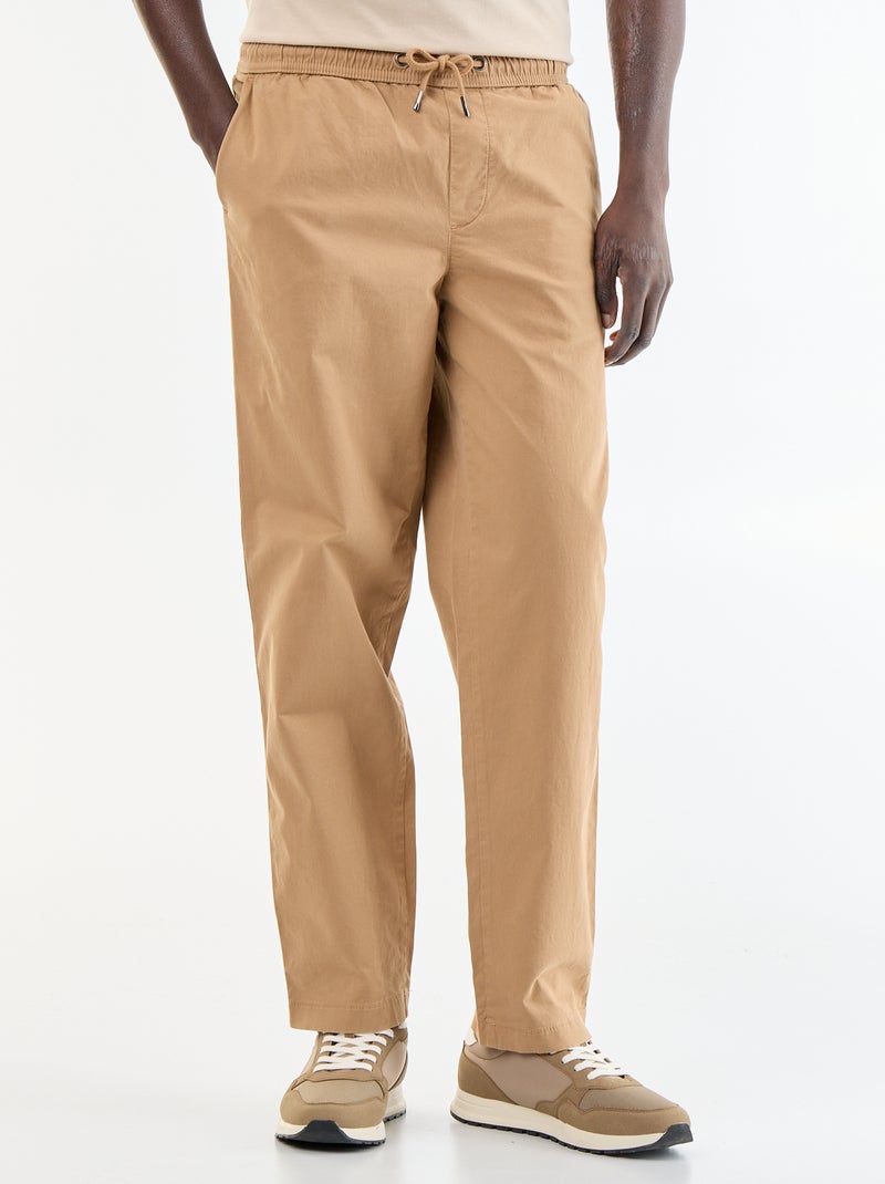 Pantalon matière effet peau de pêche Beige - Kiabi