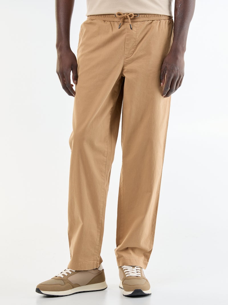 Pantalon matière effet peau de pêche Beige - Kiabi