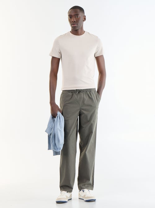 Pantalon matière effet peau de pêche - Kiabi