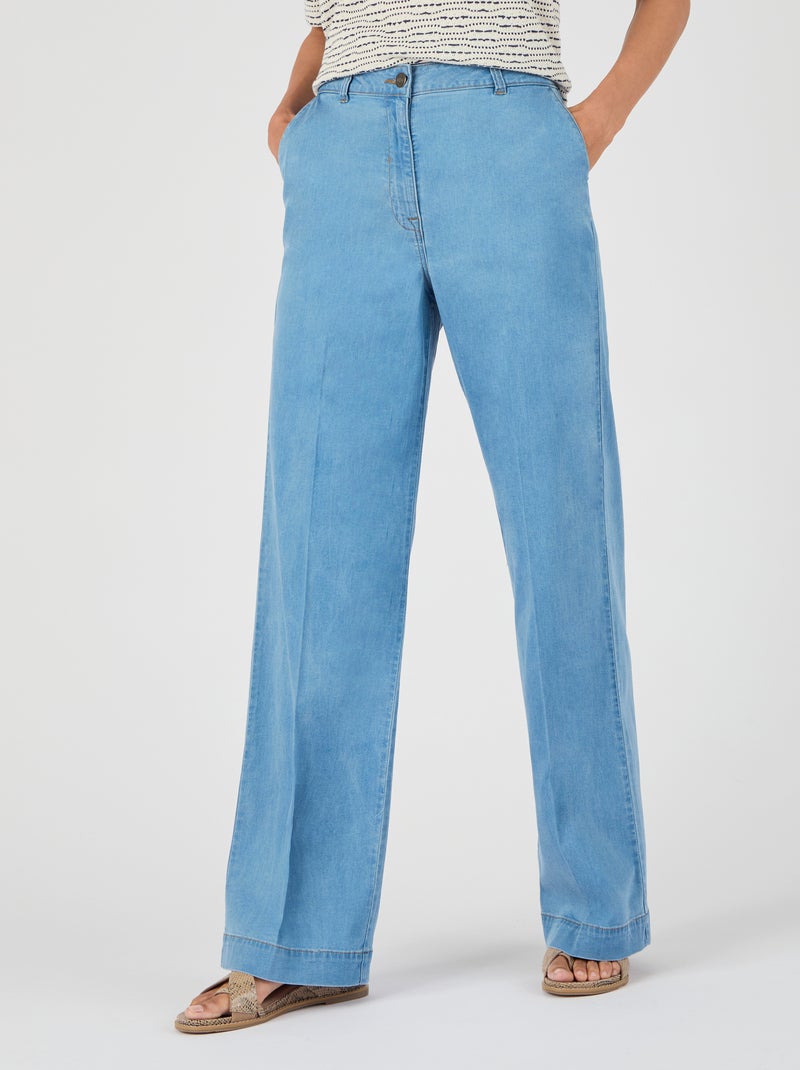 Pantalon mélange fibres Lyocell Tencel(TM) - Damart Bleu clair - Kiabi