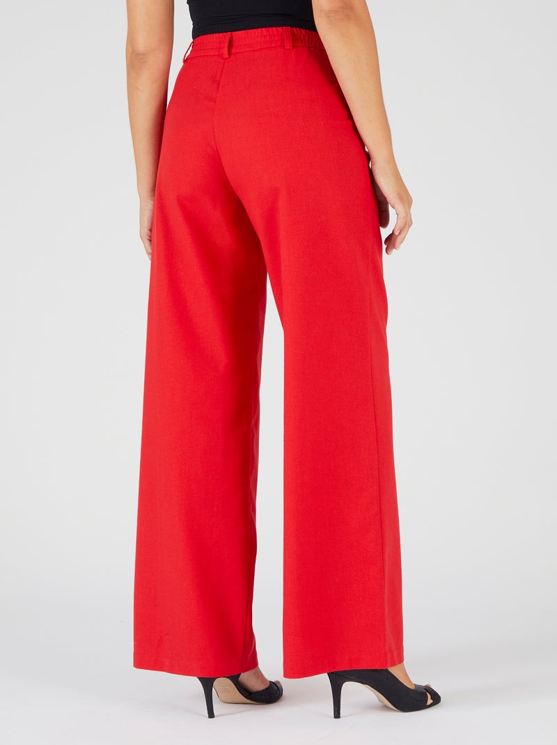 Pantalon mélange lin et coton - Damart Rouge - Kiabi