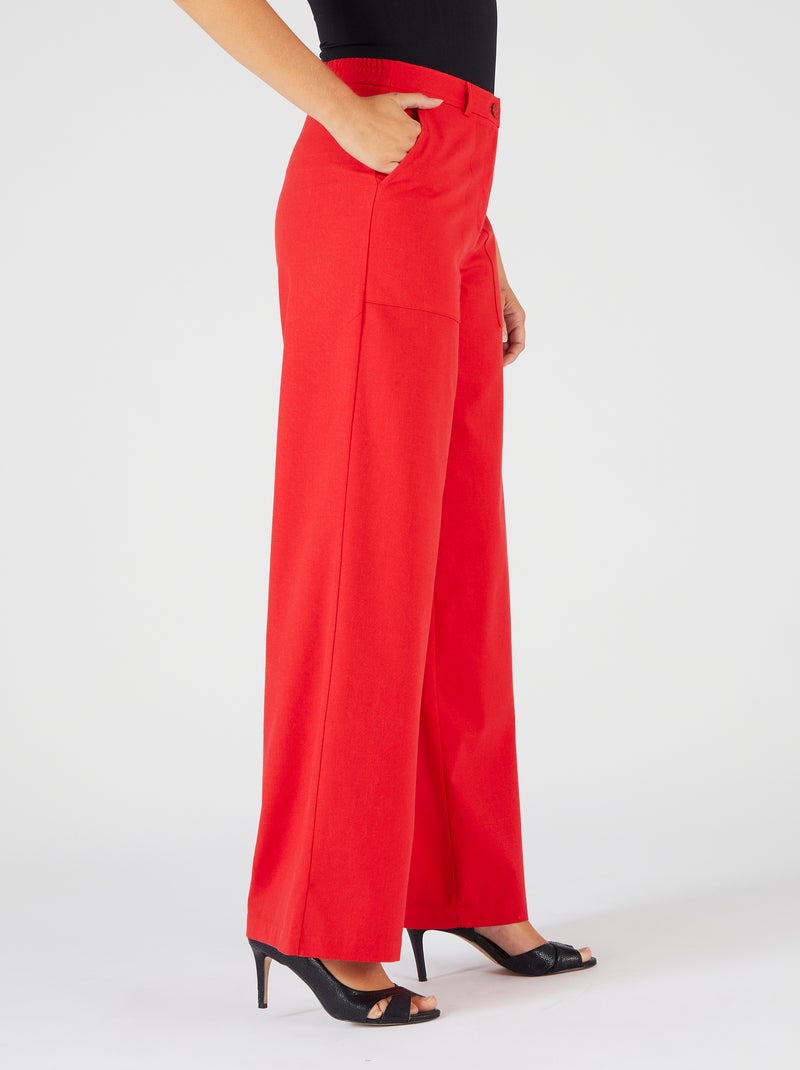 Pantalon mélange lin et coton - Damart Rouge - Kiabi