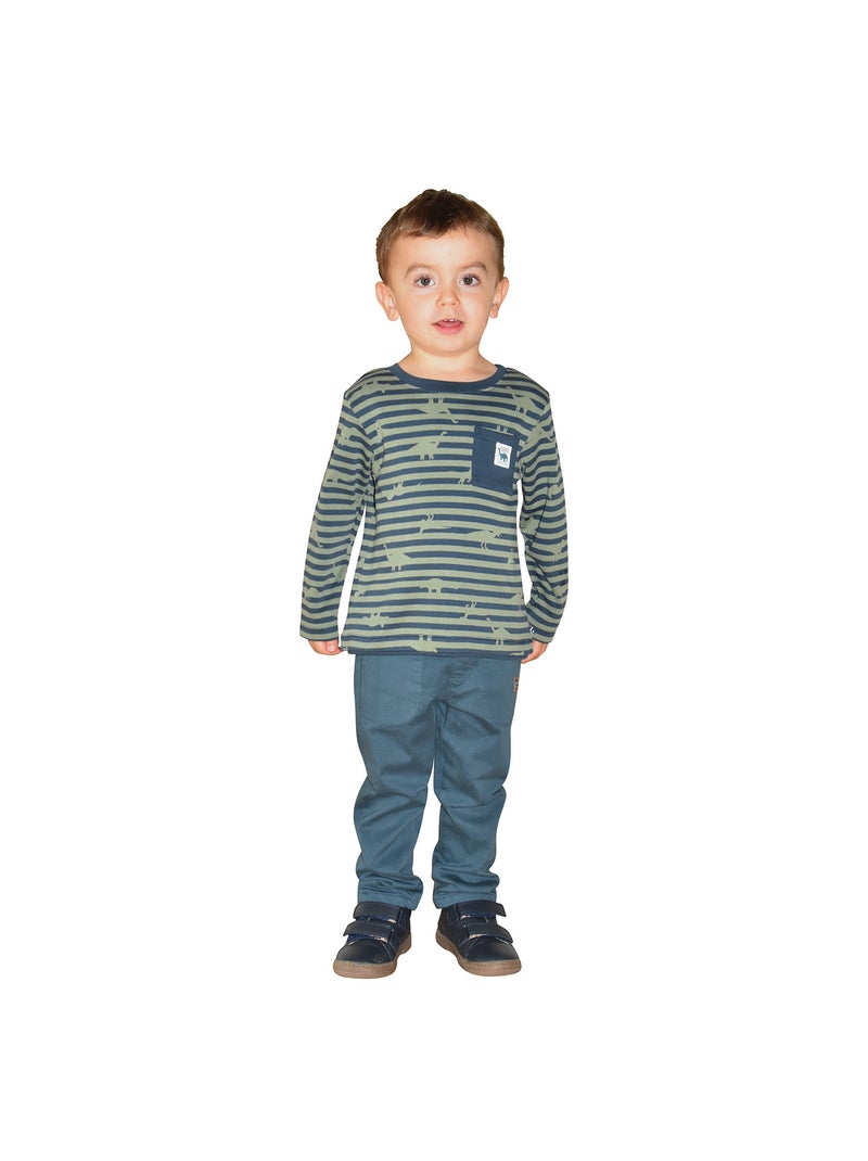 PANTALON MIGUEL TWILL ENFANT Bleu - Kiabi