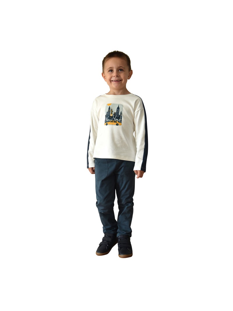 PANTALON MIGUEL TWILL ENFANT Bleu - Kiabi