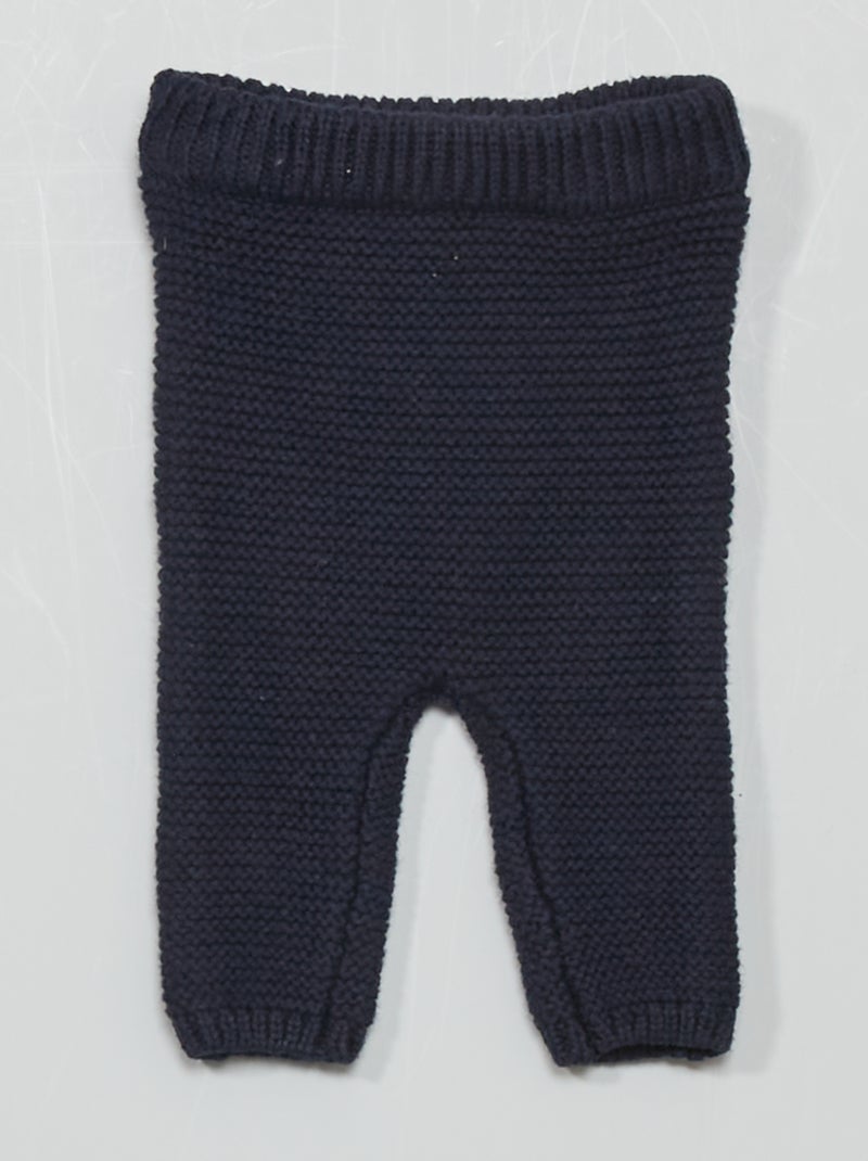 Pantalon mixte en maille tricot bleu marine - Kiabi