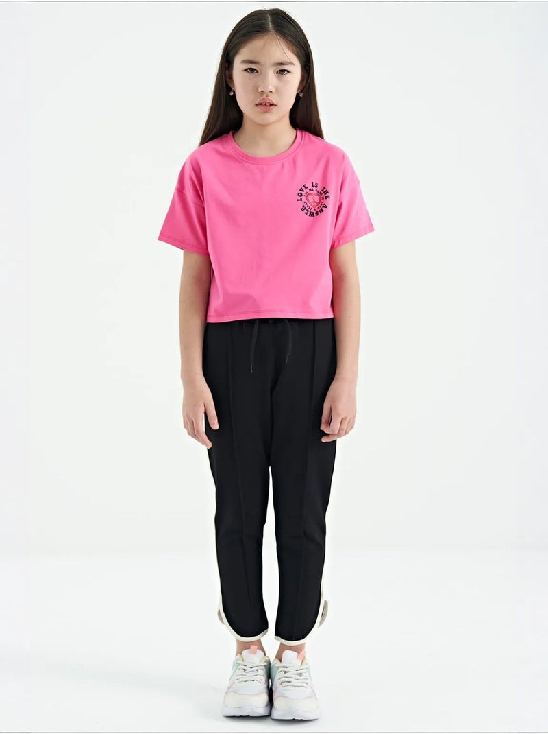 Pantalon mixte jeune en mélange de coton tommy Noir - Kiabi