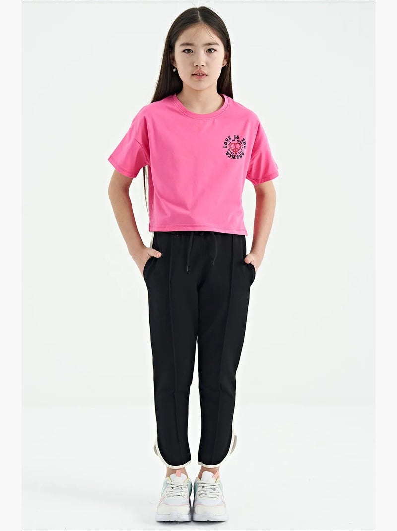 Pantalon mixte jeune en mélange de coton tommy Noir - Kiabi