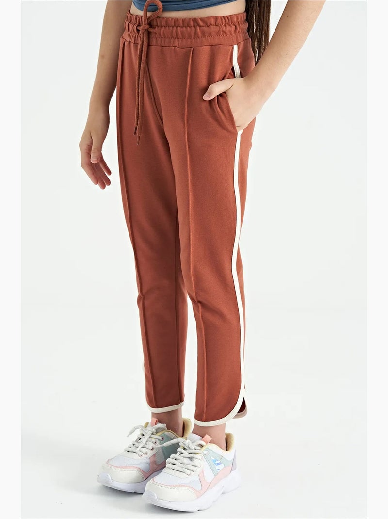 Pantalon mixte jeune en mélange de coton tommy Terracotta - Kiabi
