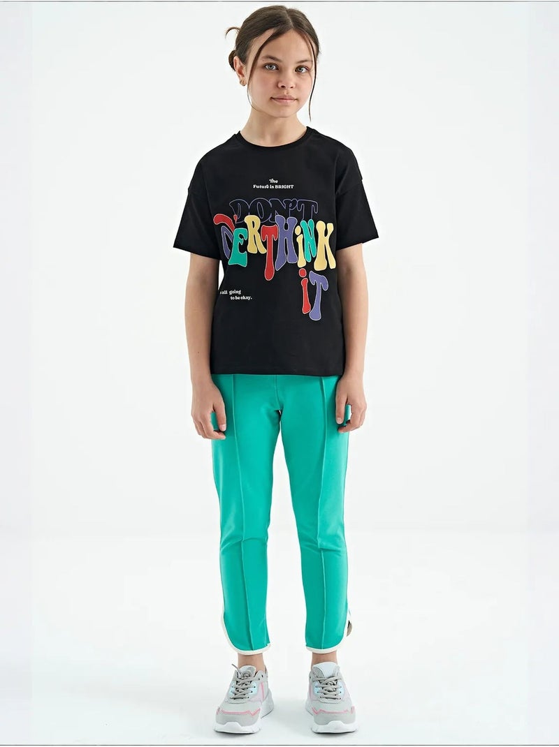 Pantalon mixte jeune en mélange de coton tommy Vert émeraude - Kiabi