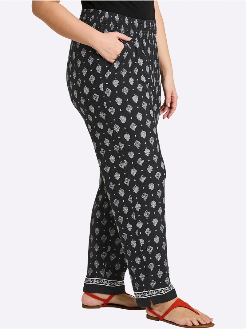 Pantalon Motif Imprimé - Taille Standard - Sheego Noir Ecru - Kiabi