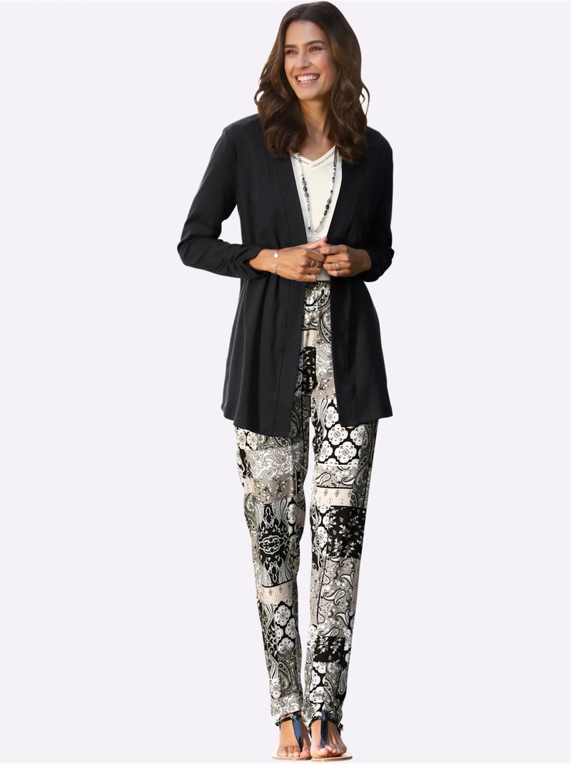 Pantalon Motif Patchwork - Taille Courte - Witt Noir Jaune - Kiabi