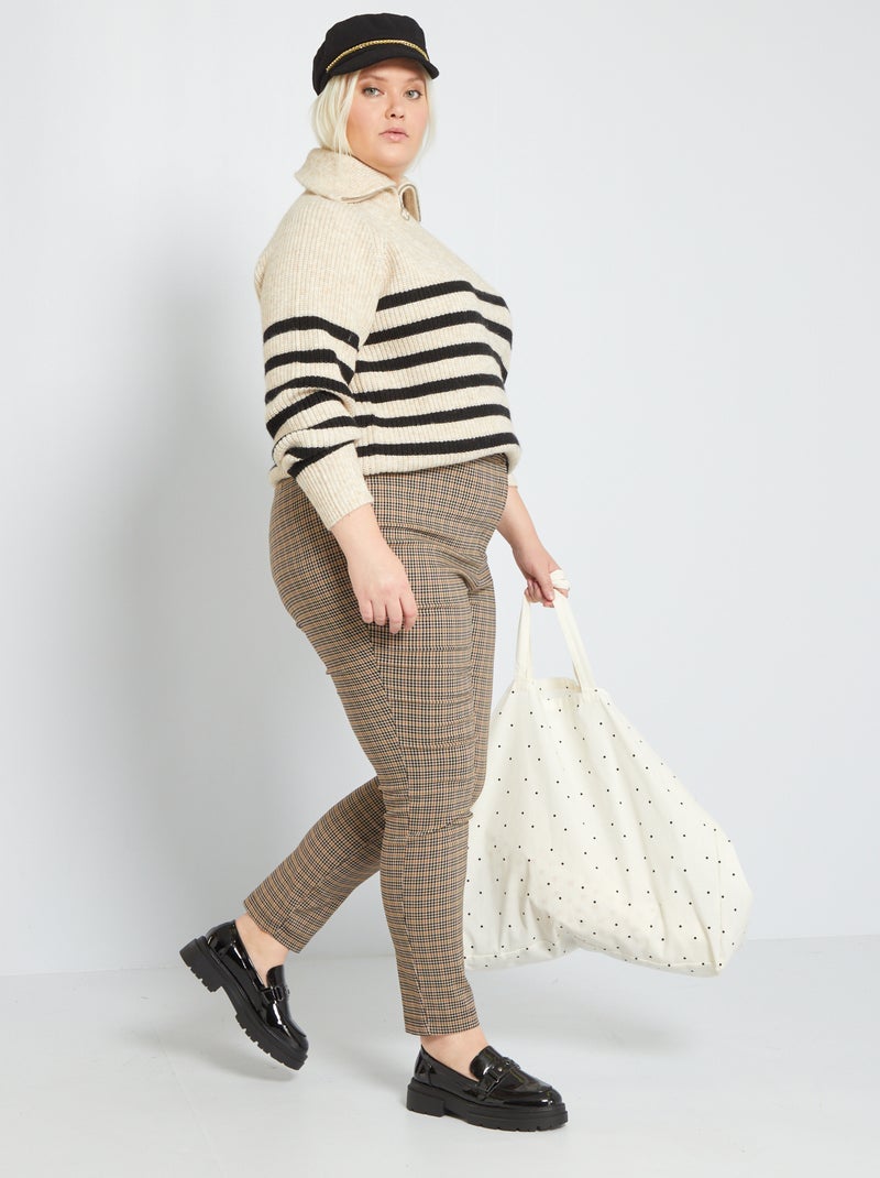 Pantalon motif pied de puce - coupe skinny Beige/noir - Kiabi