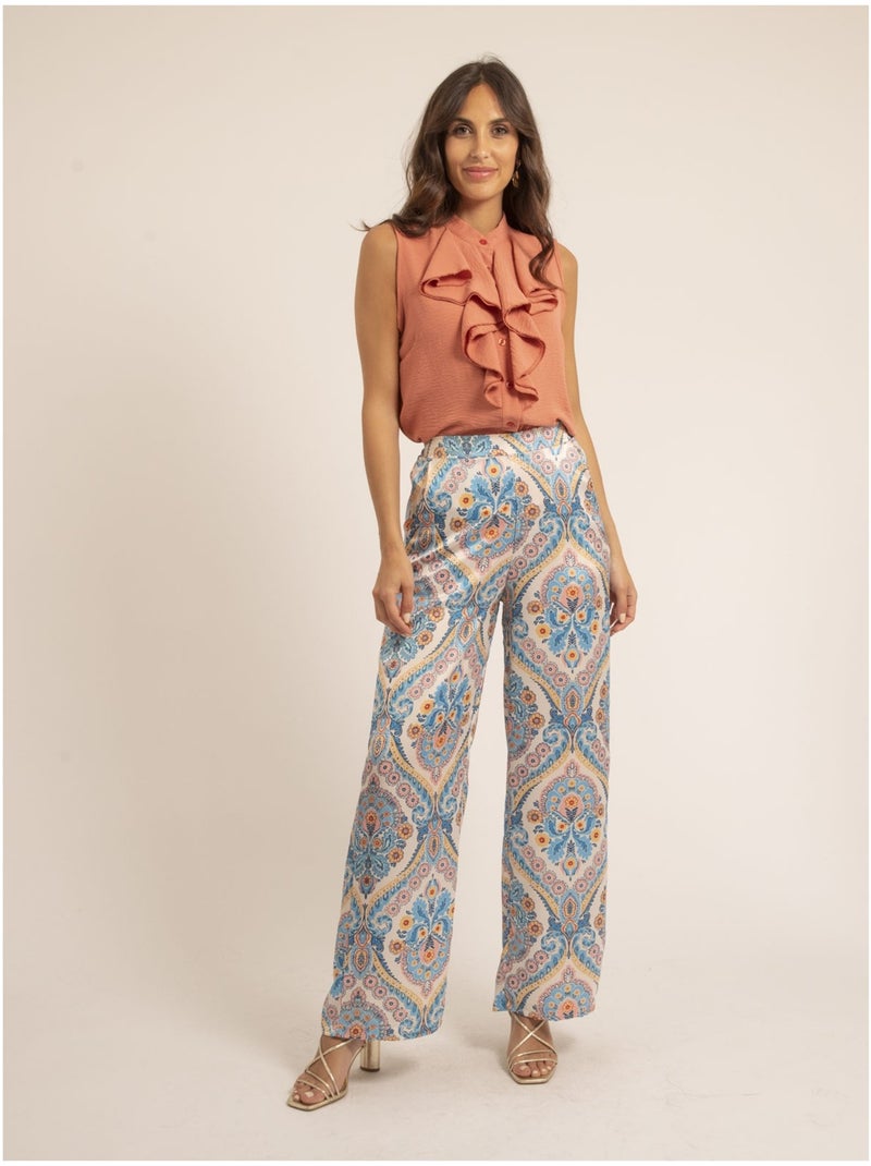 Pantalon motifs EDMA Bleu - Kiabi