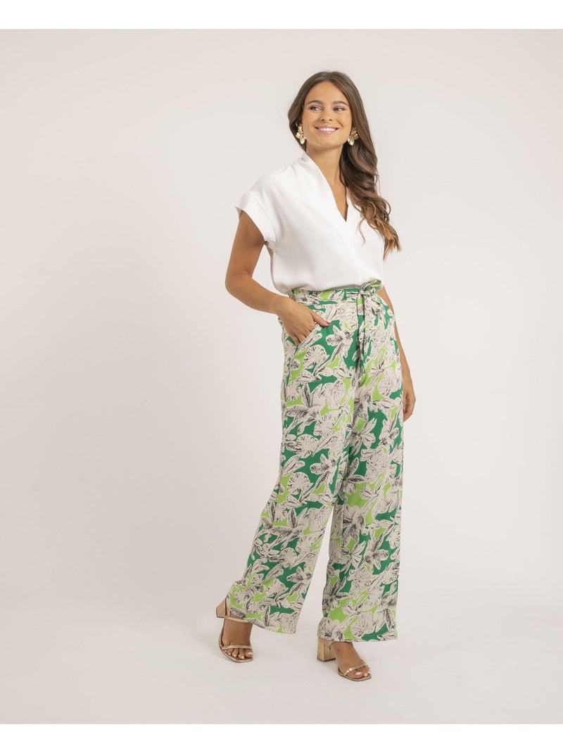 Pantalon motifs ELIENOR Vert - Kiabi