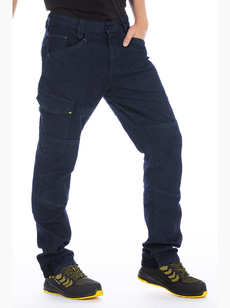 Pantalon multi-poches à ceinture haute dans le dos WELLER6 Bleu - Kiabi