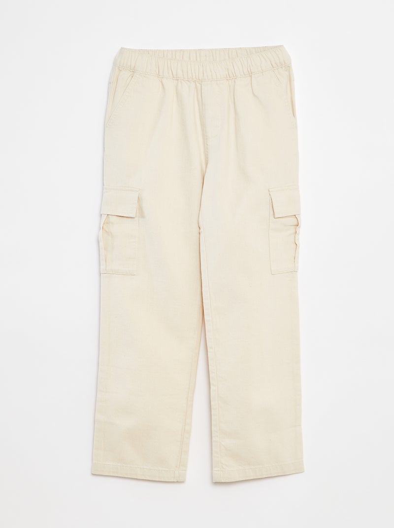 Pantalon multipoche avec taille ajustable Blanc - Kiabi