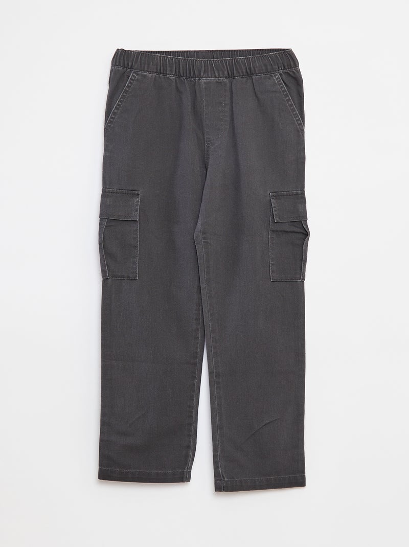 Pantalon multipoche avec taille ajustable Noir - Kiabi