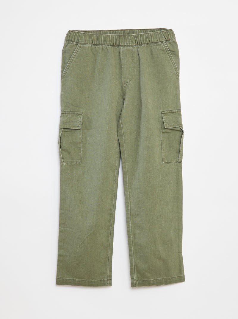 Pantalon multipoche avec taille ajustable Vert - Kiabi