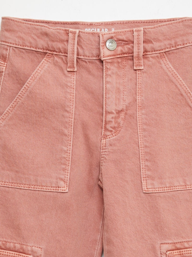 Pantalon multipoche en twill - Coupe + ajustée Rose - Kiabi