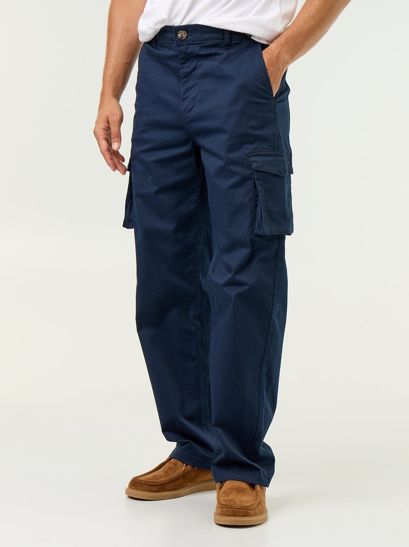 Pantalon multipoche regular fit Bleu - Kiabi