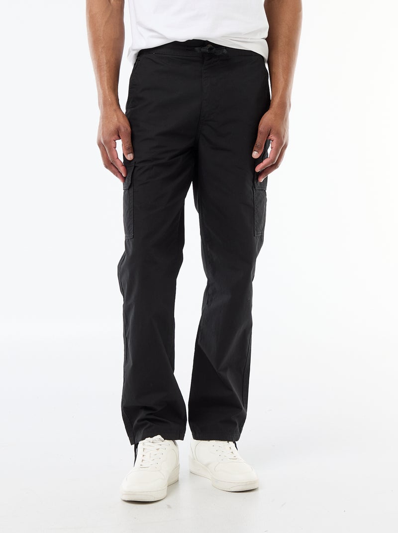 Pantalon multipoche regular fit Noir - Kiabi